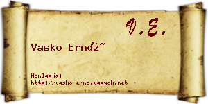 Vasko Ernő névjegykártya